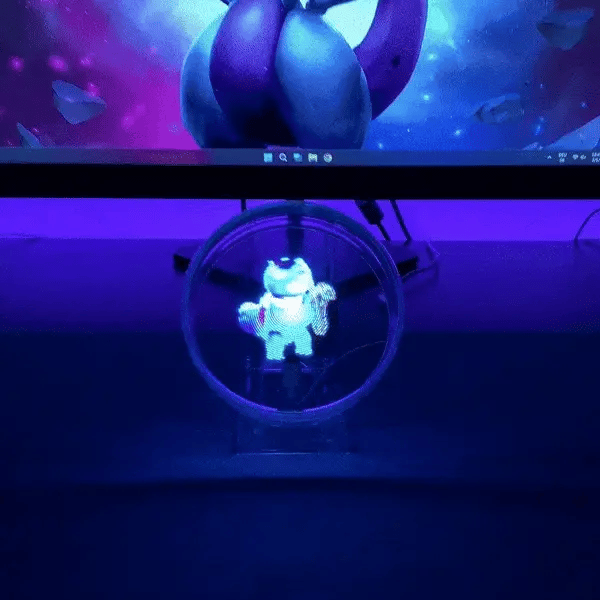 3D Holographic Projection Fan Tabletop USB Powered with Acrylic Stand Advertise Display for Holiday Birthday