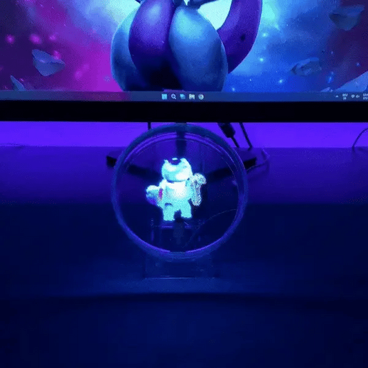 3D Holographic Projection Fan Tabletop USB Powered with Acrylic Stand Advertise Display for Holiday Birthday