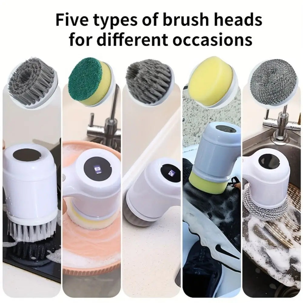 5 In1 Electric Spin Scrubber,Waterproof Cordless Electric Cleaning Brush,Handheld Rechargeable Shower Scrubber,Cleaning Supplies